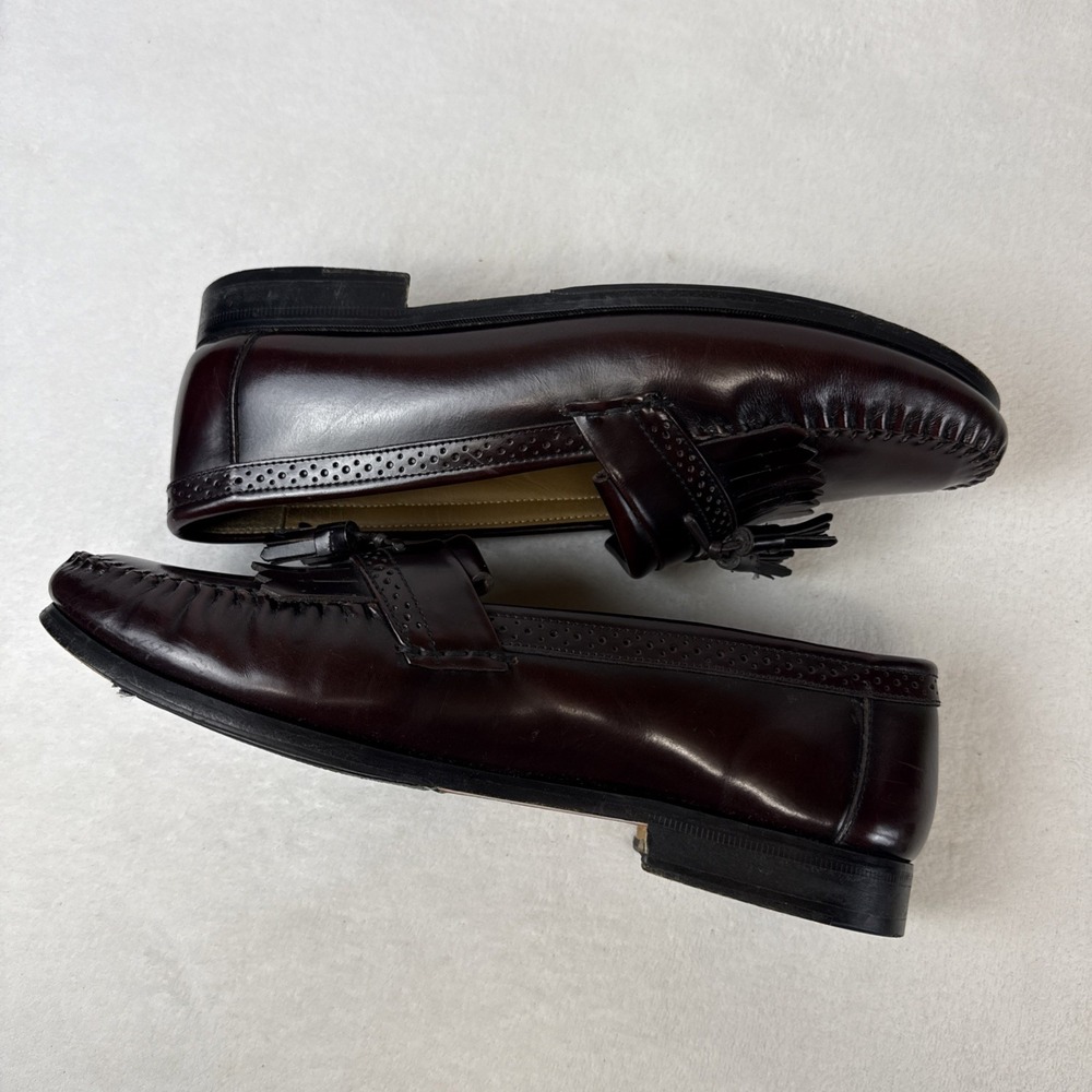 GH Bass Grammer Men's Loafers Shoes 10D Burgundy Leather Kiltie Tassel Vintage - Picture 6 of 6